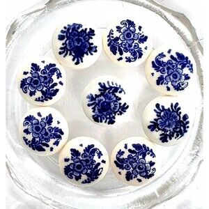 9pcs Beads for Jewelry Making Holland Porcelain #21735 NO HOLE - LAST ONE